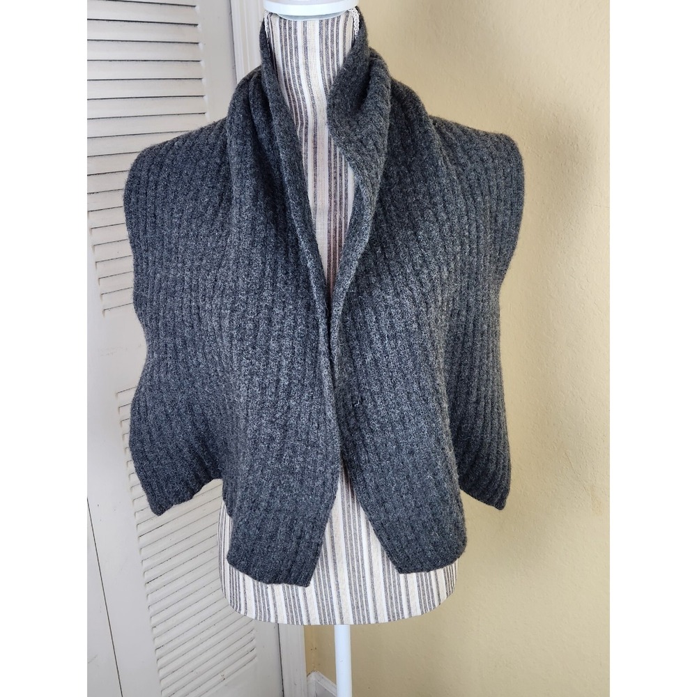 Gap 100% Lambswool Ribbed Knit Shrug Sweater Charcoal Gray Open Front Bolero